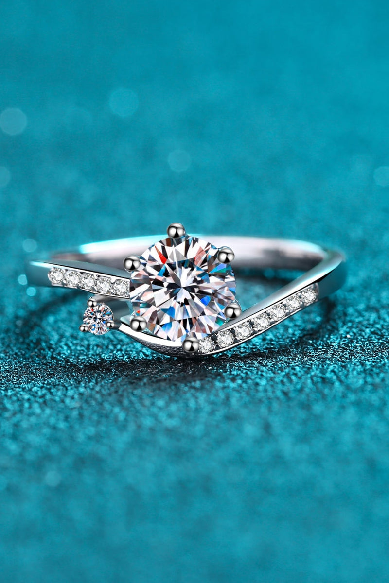 Unique Emerald Cut Moissanite Engagement Ring Art Deco Rose Gold Half  Eternity Bridal Ring - AmandaFineJewelry