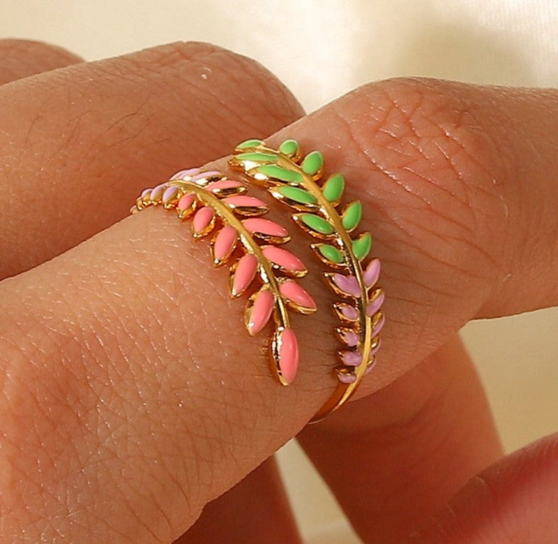 Ring, Multicolored Leaf Bypass  Fashion Jewelry, Ring Ring, Multicolored Leaf Bypass  Fashion Jewelry, Ring Multicolor Gold Leaf Rings Jewelry Sets | BLEMER FREE SHIP eligible. Elegant Fashion Rings and Jewelry.  Jewelry sets available. Jewelry Stocking stuffers.